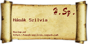 Hásák Szilvia névjegykártya